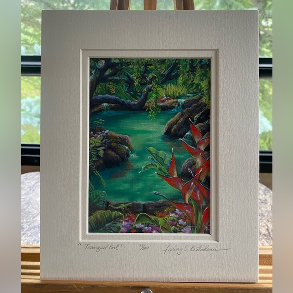 Fanny Bilodeau “Tranquil Pool” Signed Numbered Print Art Print 8in x 10in - Picture 1 of 4